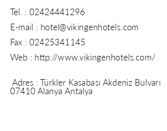 Vikingen İnfinity Resort & Spa iletişim bilgileri